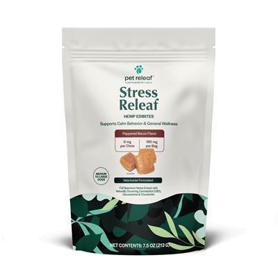 Pet Releaf Stress Releaf Peppered Bacon Chews - Large - Pet Rinse Repeat Store