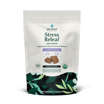 Pet Releaf Stress Releaf PB Carob Organic - Large Chewables - Pet Rinse Repeat Store