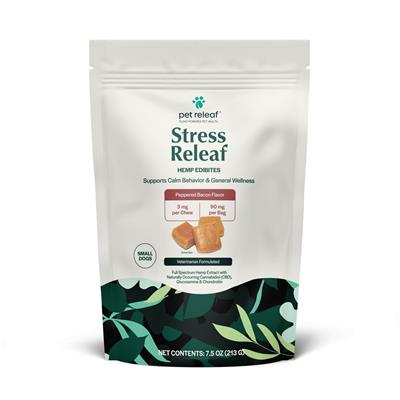 Pet Releaf Stress Releaf Peppered Bacon Chews - Small - Pet Rinse Repeat Store