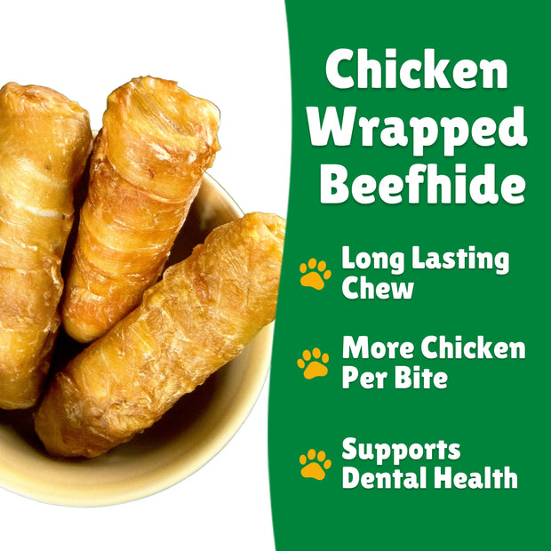Chicken Wrapped Beef Hide Medium Size 55 Count Bulk with Box