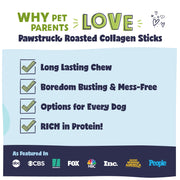 Pawstruck All Natural 5-6" Roasted Collagen Sticks for Dogs - Low Odor & Long Lasting Alternative to Bully Sticks and Rawhide Chews - Single Ingredient & Vet Approved - 10 Pack - Packaging May Vary