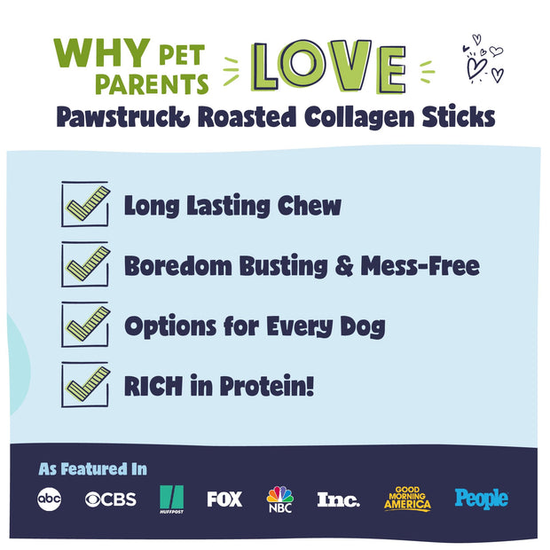 Pawstruck All Natural 5-6" Roasted Collagen Sticks for Dogs - Low Odor & Long Lasting Alternative to Bully Sticks and Rawhide Chews - Single Ingredient & Vet Approved - 10 Pack - Packaging May Vary