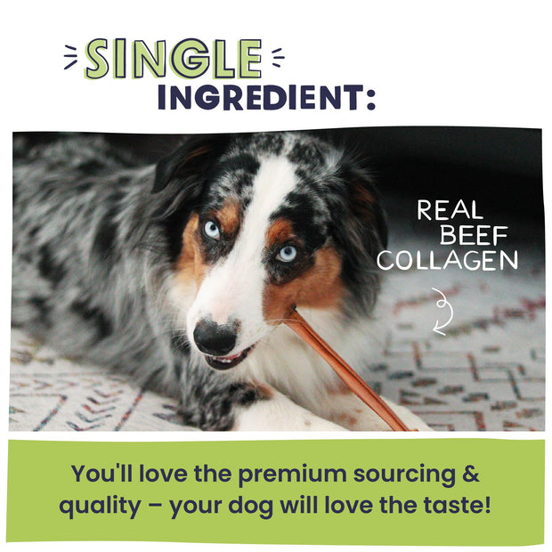 Pawstruck All Natural 5-6" Roasted Collagen Sticks for Dogs - Low Odor & Long Lasting Alternative to Bully Sticks and Rawhide Chews - Single Ingredient & Vet Approved - 10 Pack - Packaging May Vary