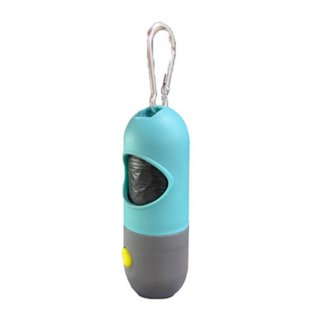 LED flashlight pill shape dog poop bag dispenser with one roll poop bag - Pet Rinse Repeat Store